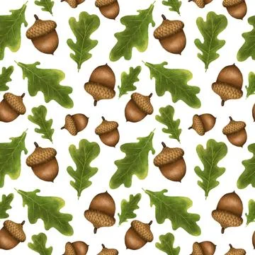 Seamless pattern with autumn leaves and mushrooms, perfect for seasonal texti Stock Illustration