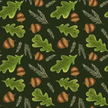 Seamless pattern with autumn leaves and mushrooms, perfect for seasonal texti Stock Illustration