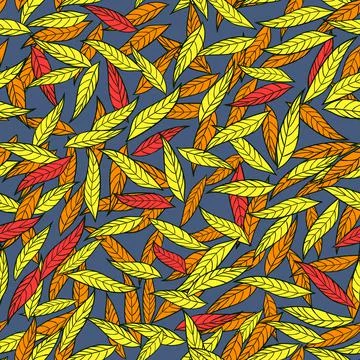 Seamless pattern with autumn leaves in dark water Stock Illustration