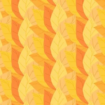 Seamless pattern with autumn leaves in doodle style. Stockillustratie