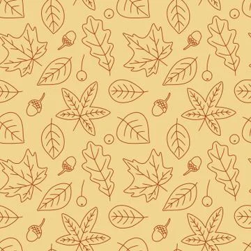 Seamless pattern with autumn leaves. Endless print. Vector illustration. Simple イラスト素材