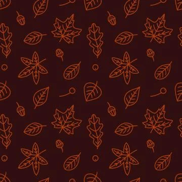 Seamless pattern with autumn leaves. Endless print. Vector illustration. Simple Illustrazione stock