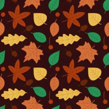 Seamless pattern with autumn leaves. Endless print. Vector illustration. Simple イラスト素材