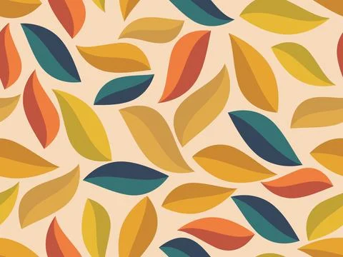 Seamless pattern with autumn leaves in flat style. Flat leaf design. Autumn.. Stock Illustration