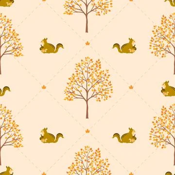Seamless pattern with Autumn leaves on geometric background,Perfect for sea.. Stock Illustration