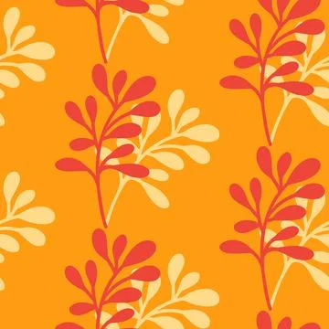 Seamless pattern with autumn leaves, hand drawn doodle style Ilustración de archivo