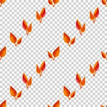 Seamless pattern of autumn leaves, hand drawn watercolor elements, isolated Stock Illustration
