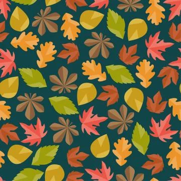 Seamless pattern with autumn leaves Stock Illustration