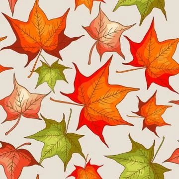 Seamless pattern with autumn leaves Stock Illustration