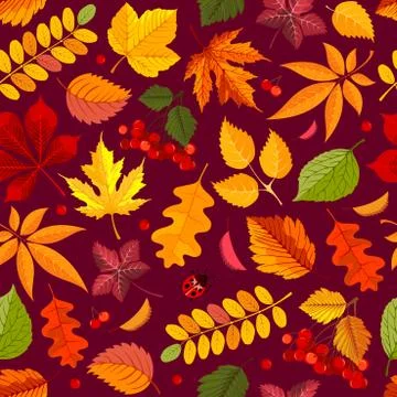 Seamless Pattern With Autumn Leaves Illustrazione stock