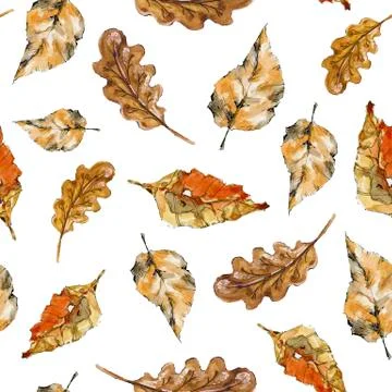 Seamless pattern with autumn leaves Stock Illustration