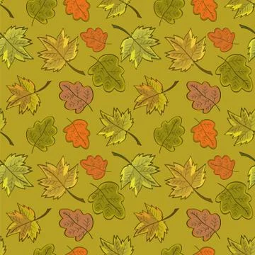 Seamless pattern with autumn leaves Stock Illustration