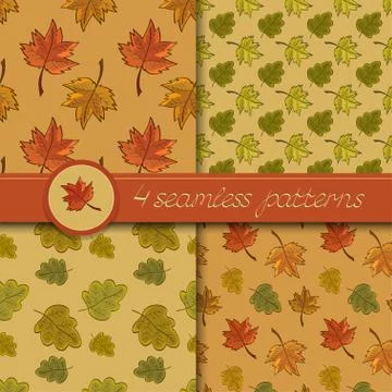 Seamless pattern with autumn leaves Stock Illustration