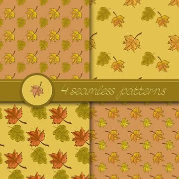 Seamless pattern with autumn leaves Stock Illustration