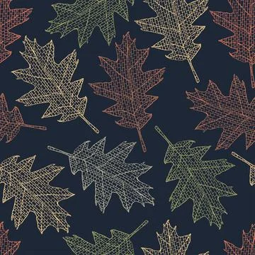 Seamless pattern with autumn leaves Stock Illustration