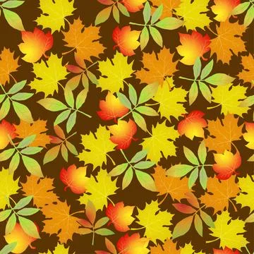 Seamless pattern of autumn leaves Stock Illustration