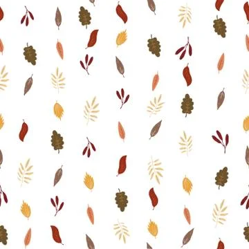 Seamless pattern with autumn leaves on a light background. leaf fall 스톡 일러스트