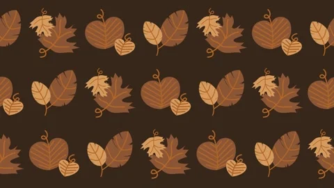 Seamless pattern of autumn leaves, maple leaves with tendrils, and oak leaf pair Stock Footage 342146696