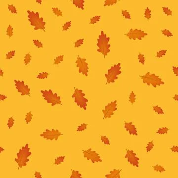 Seamless pattern autumn leaves on orange background Stock-Illustration
