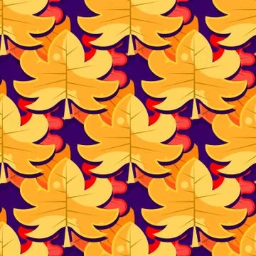 Seamless pattern with autumn leaves in a retro Illustrazione stock