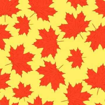 Seamless pattern of autumn leaves of trees and oak and maple Stock Illustration