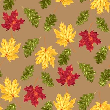 Seamless pattern with autumn leaves in vector Stock Illustration