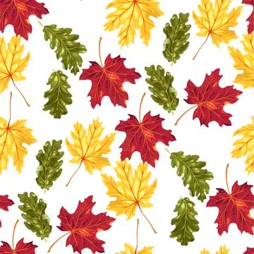 Seamless pattern with autumn leaves in vector Stock Illustration