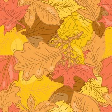 Seamless pattern with autumn leaves vector illustration. Falling leaf pattern Illustrazione stock