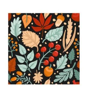 Seamless pattern of autumn leaves. Vector illustration Stock Illustration