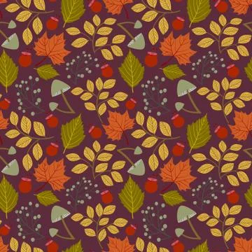 Seamless pattern with autumn maple leaves. Vector illustration. 스톡 일러스트