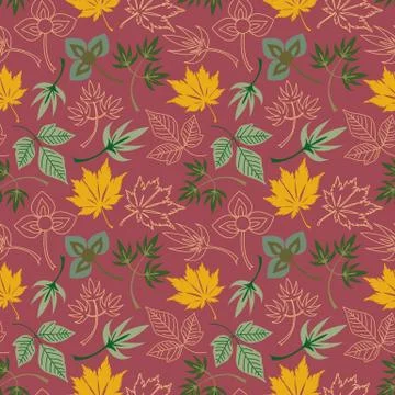 Seamless pattern with autumn maple leaves. Vector illustration. 스톡 일러스트