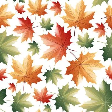 Seamless pattern with autumn maple leaves on a white background. Great for fa 스톡 일러스트