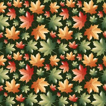 Seamless pattern with autumn maple leaves on a dark background. Great for fab 스톡 일러스트