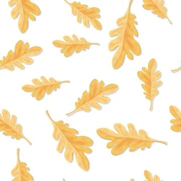 Seamless Pattern with Autumn Oak Leaves Isolated Stock Illustration