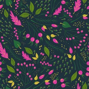 Seamless pattern with autumn plants Stock Illustration