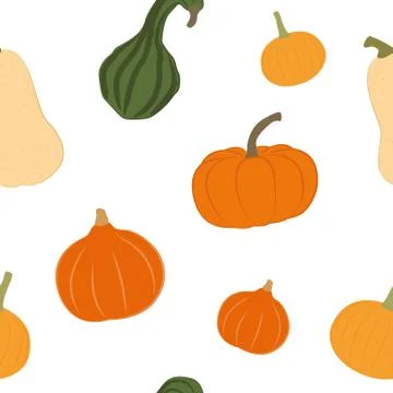 Seamless pattern autumn pumpkin set isolated on white Illustrazione stock