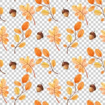 Seamless pattern with autumn pumpkins and leaves. October harvest. Stock Illustration