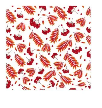 Seamless pattern autumn rowan branch with fruits Stock Illustration