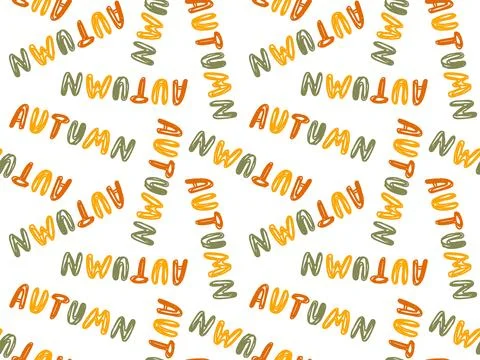 Seamless pattern with Autumn text. Hand drawn lettering text. Festive autumn Illustrazione stock