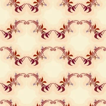 Seamless pattern with autumn wild grape in beige background Illustrazione stock