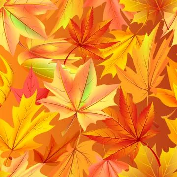Seamless Pattern with Autumn Yellow Leaves, Aging Stock Illustration
