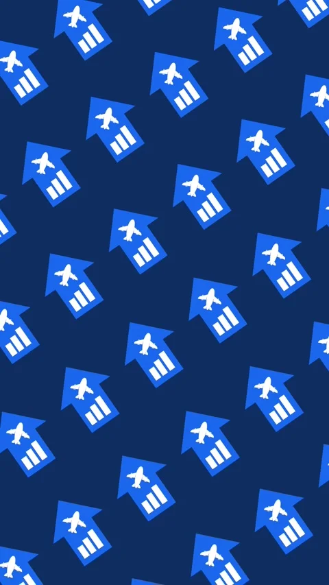 Seamless pattern of aviation growth icons with airplanes and bar charts Stock Footage 334326805