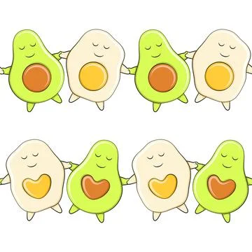 Seamless pattern with avocado and egg on toast Stock Illustration