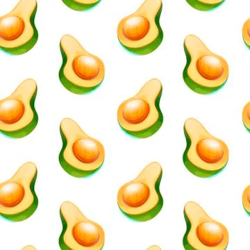 Seamless pattern with avocado in cartoon style Stock Illustration