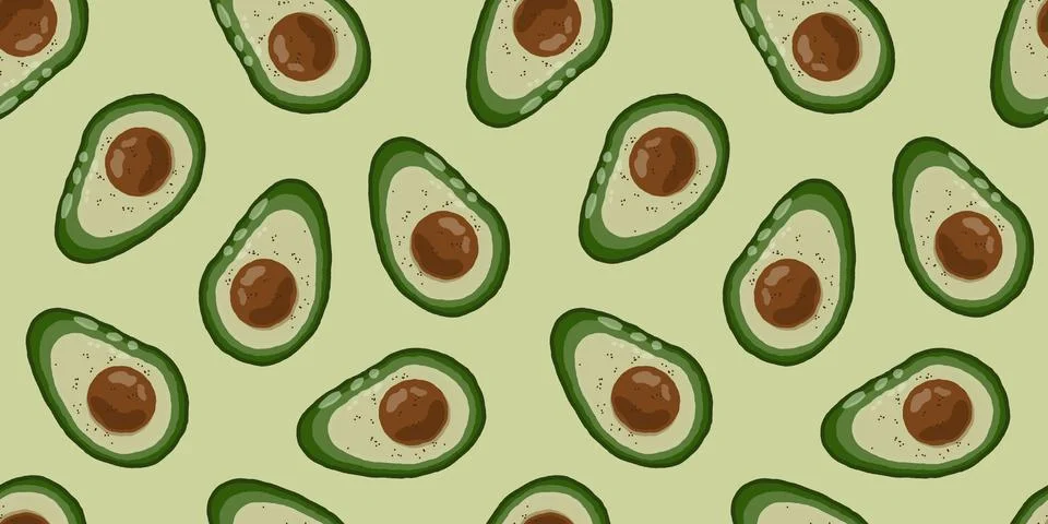 Seamless pattern with avocado in flat style Illustrazione stock