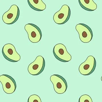 Seamless pattern with avocado fruit. Vegan food, good nutrition, healthy eating Stock Illustration