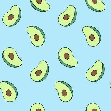 Seamless pattern with avocado fruit. Vegan food, good nutrition, healthy eating Stock Illustration