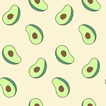 Seamless pattern with avocado fruit. Vegan food, good nutrition, healthy eating. Stock Illustration