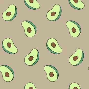 Seamless pattern with avocado fruit. Vegan food, good nutrition, healthy eating. Stock Illustration