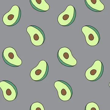 Seamless pattern with avocado fruit. Vegan food, good nutrition, healthy eating Stock Illustration